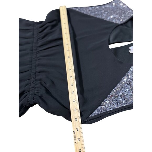 Pixley Womens Size M Sleeveless Black Dress Sequined Shoulders Elegant Classic - Picture 6 of 10